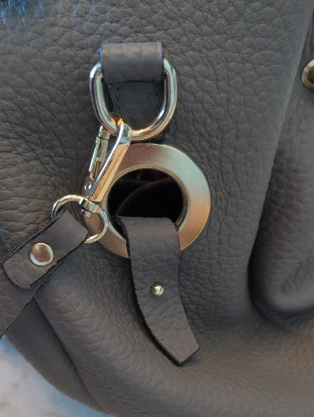 Italian Leather Tassel Satchel Handbag in Dove Gray NWOT